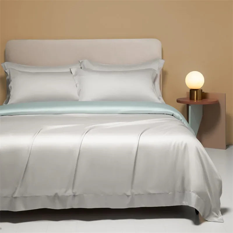DecorBites™ طقم مفروشات من القماش الطبيعي 120S، ملاءة صيفية مبرّدة ملائمة للبشرة، مفروشات لطيفة على الجلد