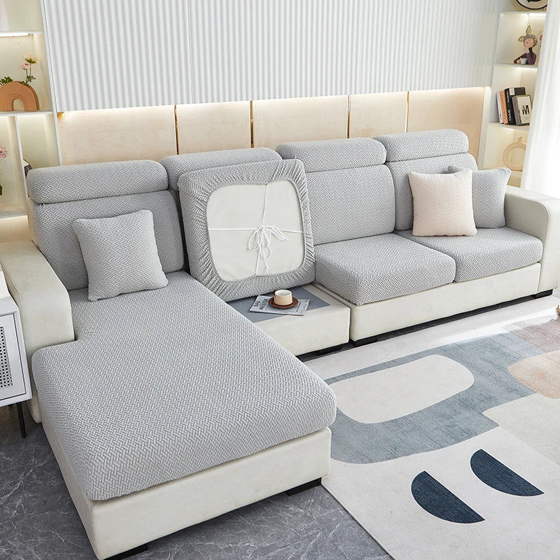 DecorBites™ Jacquard Velvet Sofa Cover - Polar Fleece Stretch Slipcovers