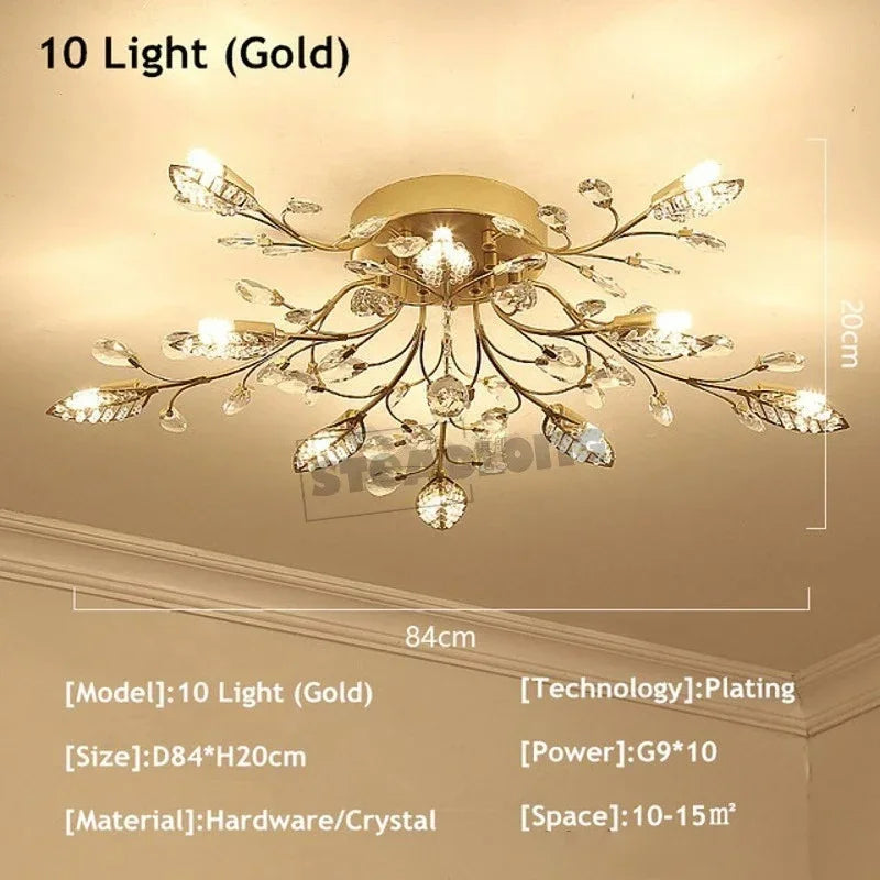 DecorBites™ Crystal Ceiling Chandelier LED Light Fixture for Living Room Bedroom Kitchen