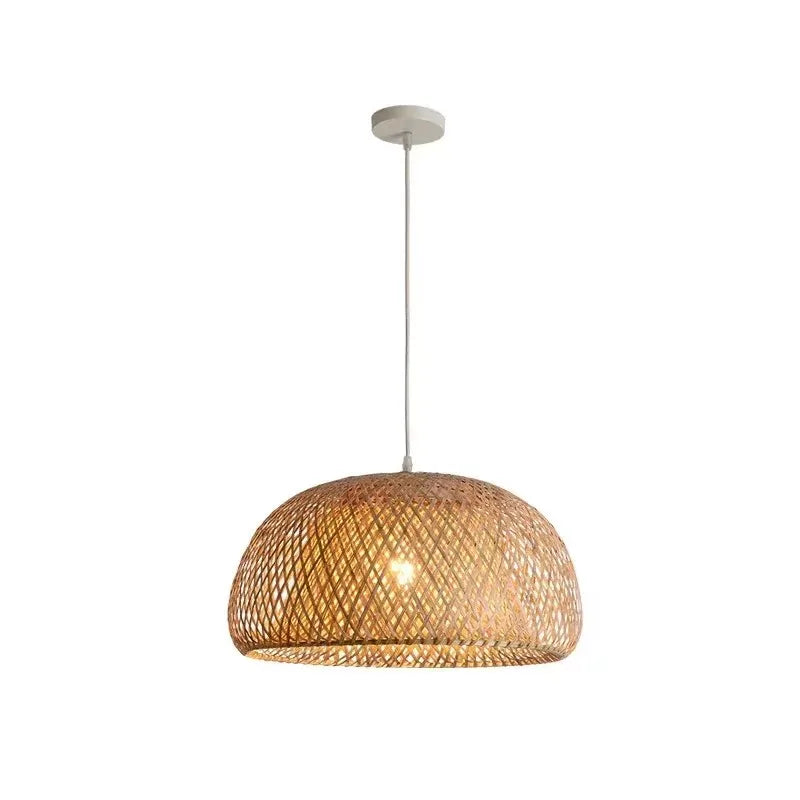 Handwoven Bamboo Wicker Pendant Light in Beige