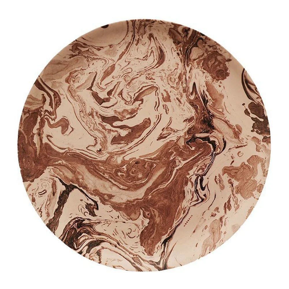 طبق طعام دائري من ألياف الخيزران بتصميم كوري من DecorBites™ للحلويات والفواكه والكعك