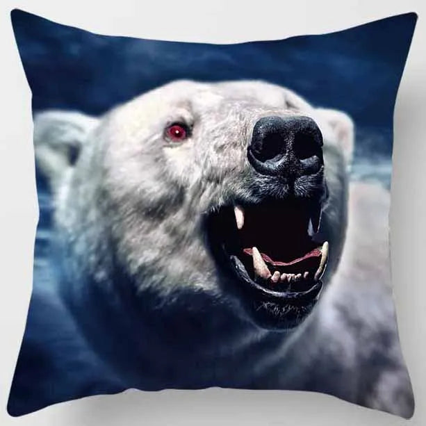 DecorBites™ Animals World Tiger Lion Pillow Case for Cute Home Decor in Sofa Living Room