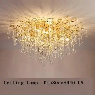 DecorBites™ Crystal Branch Chandelier LED Ceiling Light for Living Bedroom Décor