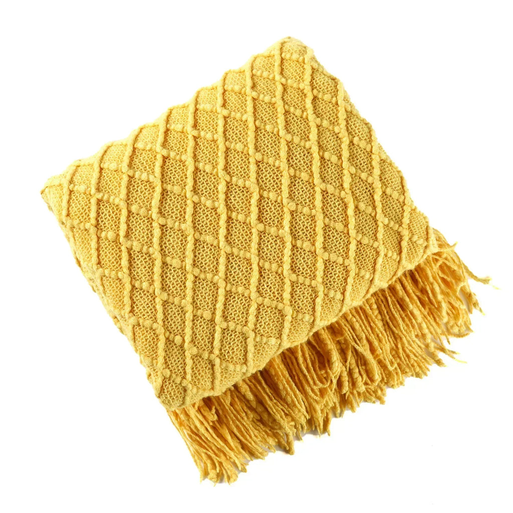 DecorBites™ Couverture en Laine Tricotée - Plaid Nordique Doux pour Canapé, Lit ou Bureau