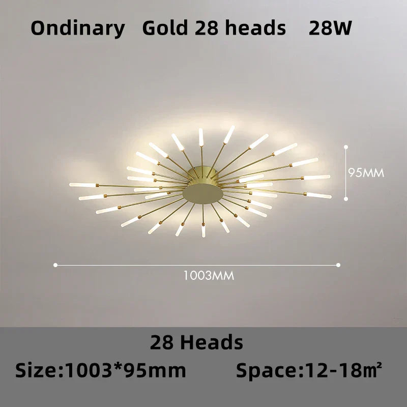 DecorBites™ ثريا الألعاب النارية LED: تركيبات إضاءة متدلية حديثة لغرفة المعيشة وغرفة النوم على الطراز الاسكندنافي