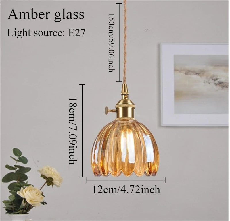 Vintage Champagne Glass Pendant Light With Iron Finish
