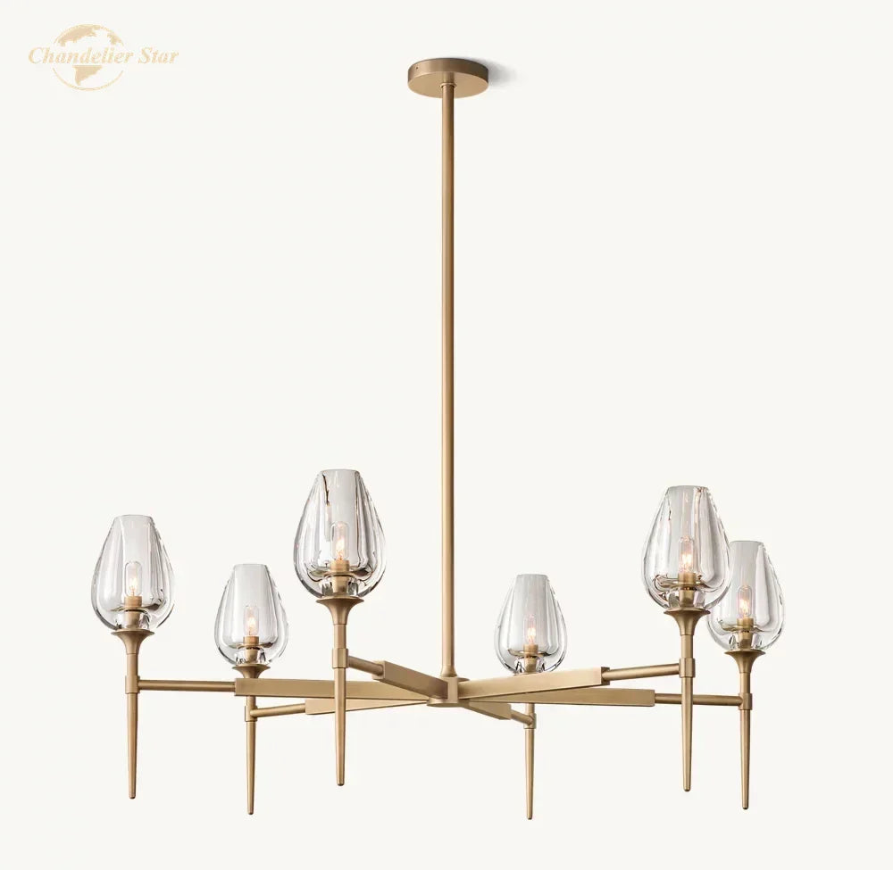 DecorBites™ Crystal Tulip Chandelier Pendant Light Living Room Dining Bedroom Luxury Glass Lighting