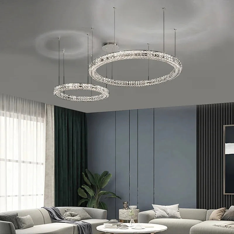 DecorBites™ Crystal LED Chandelier: Modern Luxury Chrome Steel & Clear K9 Crystal Lighting