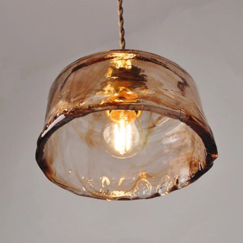 DecorBites™ Amber Glass Pendant Light with Adjustable Wire for Dining Room and Kitchen