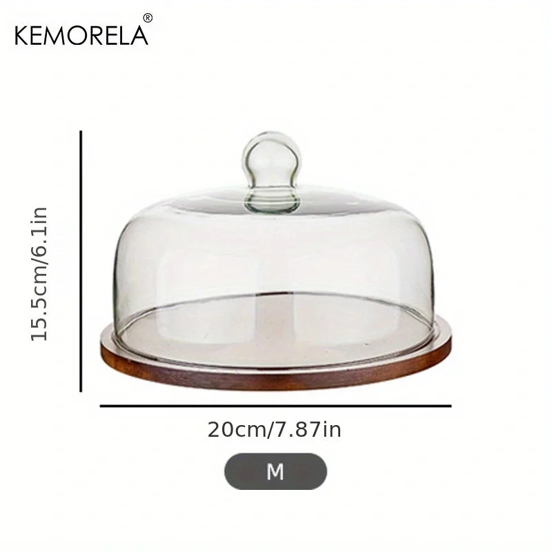 DecorBites™ Creative Wooden Cake Pan Food Storage Box with Glass Lid