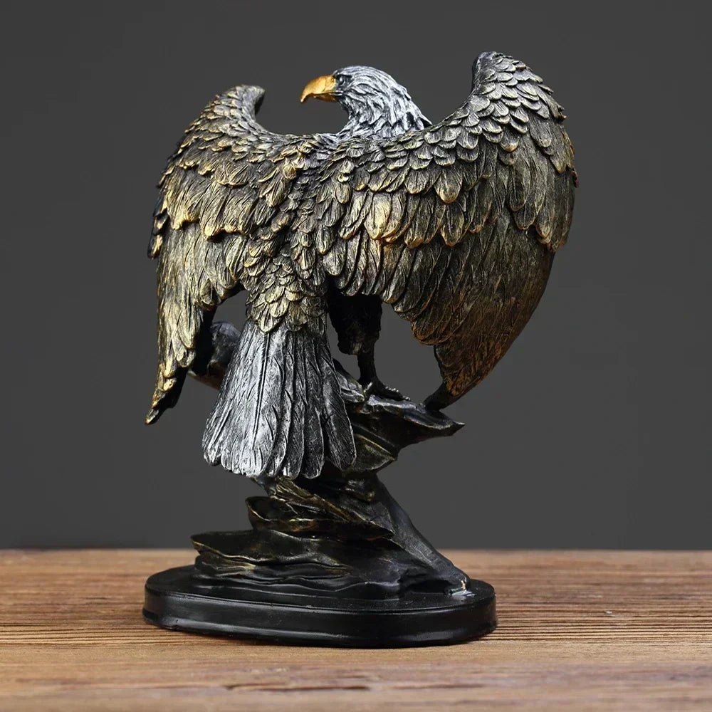 DecorBites™ Statue d'aigle en résine pour la décoration de la maison et du bureau, symbolisant la richesse et le pouvoir