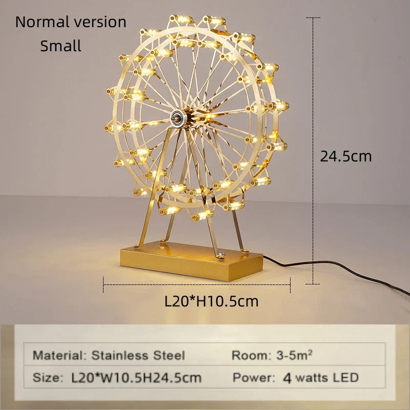 مصباح الطاولة الدولاب الدائري LED من DecorBites™ لديكور غرفة النوم، إضاءة ليلية من الفولاذ المقاوم للصدأ