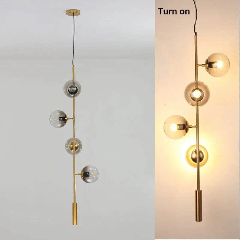مصباح قلادة LED كروي زجاجي DecorBites™ ثريا عصرية لديكور غرفة المعيشة