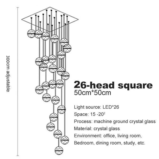 DecorBites™ Crystal Ball Chandelier: Stylish Meteor Shower Lighting for Restaurant, Bar, and Home