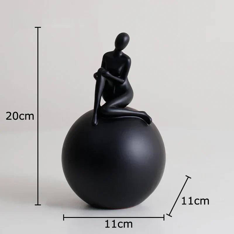 DecorBites™ Geometric Base Character Statue Decor - Resin Sculpture for Aesthetic Room Ornaments