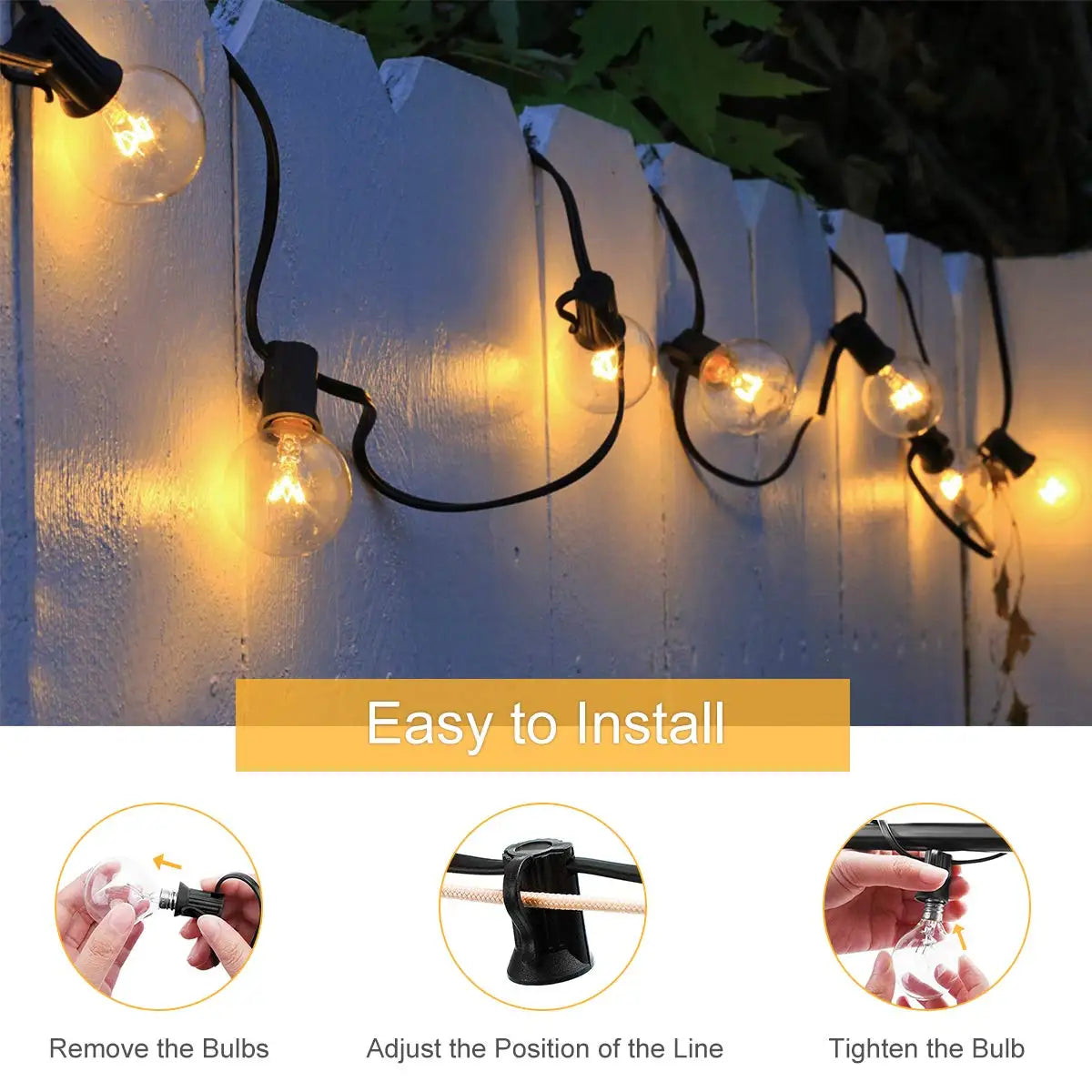 DecorBites™ G40 Tungsten Outdoor String Lights 7W Waterproof IP44 Fairy Light Chain