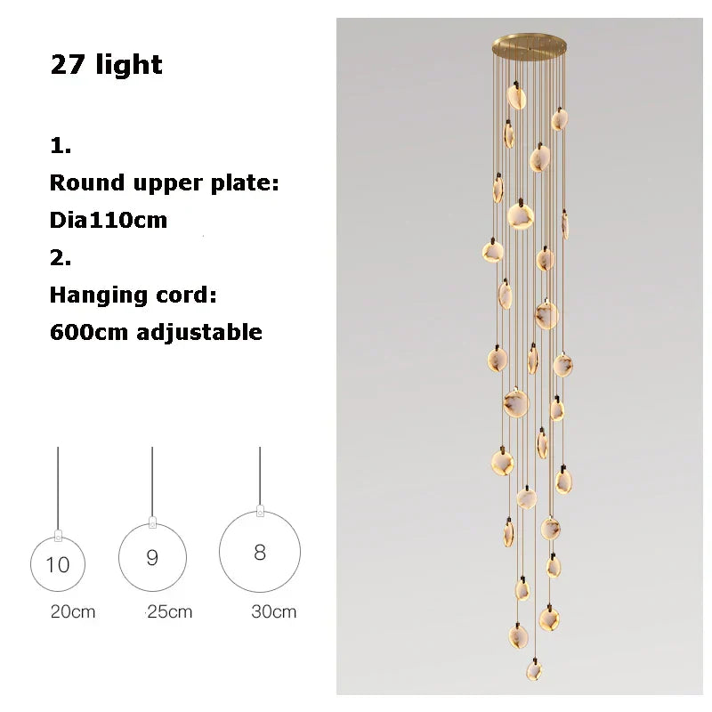 DecorBites™ 2025 Art Deco Marble Golden Lustre LED Chandelier Lighting