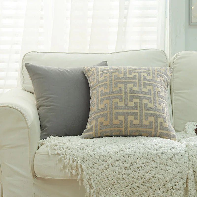 DecorBites™ Geometric Chenille Throw Pillowcase: Hidden Zipper Cushion Cover for Home Decor