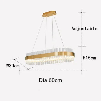 DecorBites™ Crystal Chandelier LED Ring Lamp for Dining Living Room & Bedroom