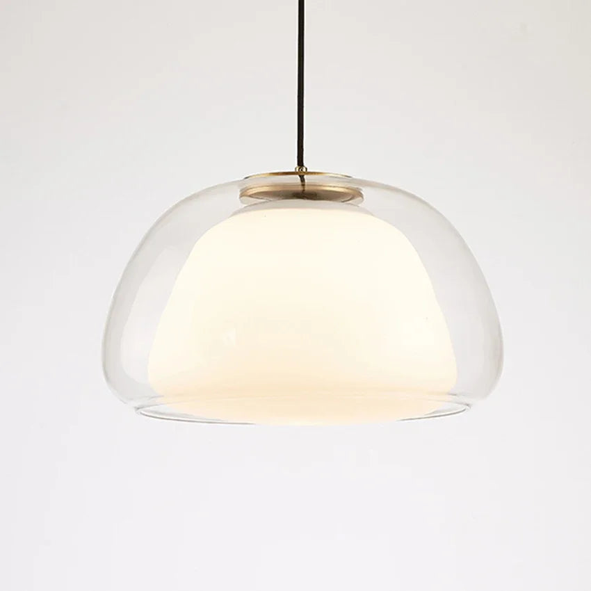 Nordic Double Glass Pendant Light in Amber, Gray, or Clear