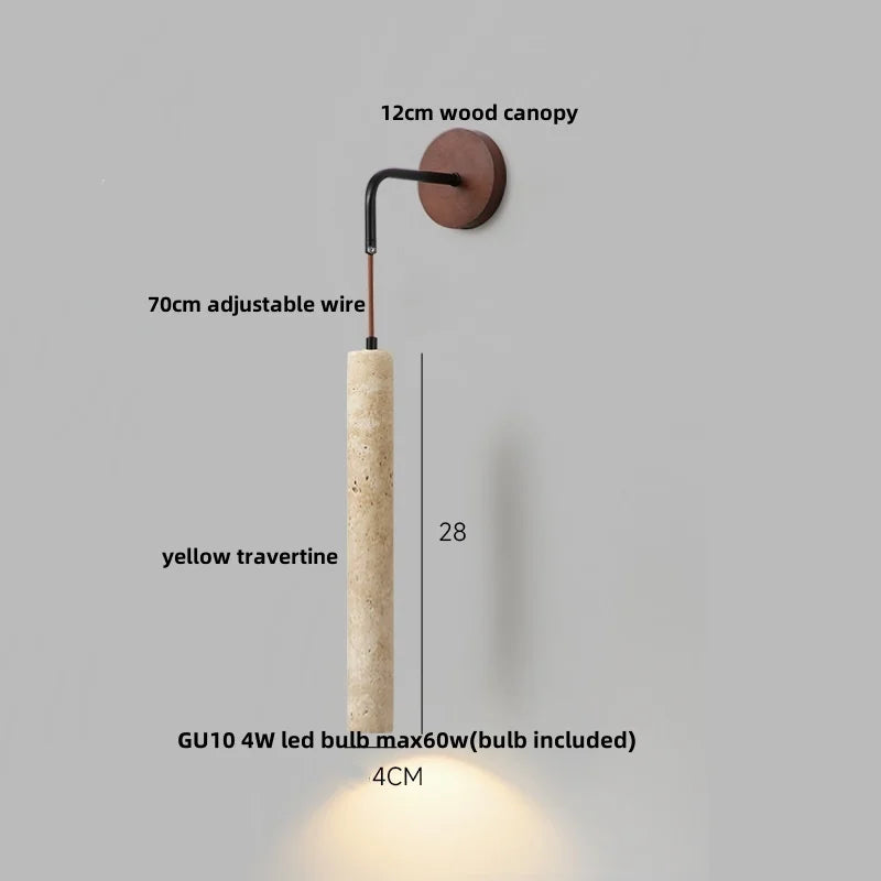 DecorBites™ Adjustable LED Wall Sconce Yellow Travertine Stair Light Fixture for Home Decor