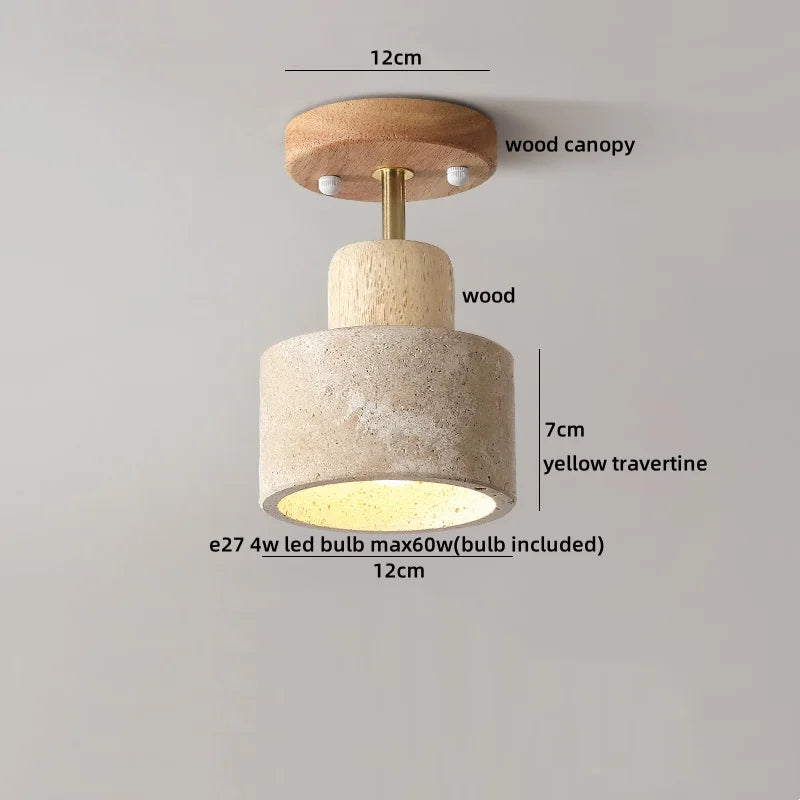DecorBites™ LED Ceiling Light with Wood Base and White Glass Shade