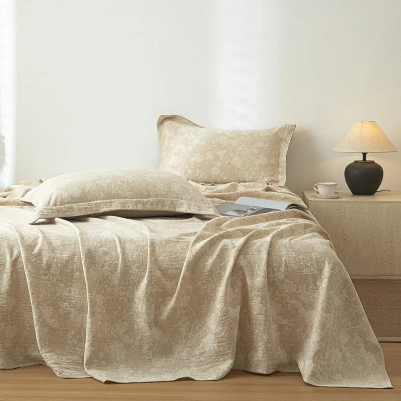 DecorBites™ Cotton & Linen Bed Sheet Set: Luxury, Skin-Friendly, All Seasons, Queen & King Sizes