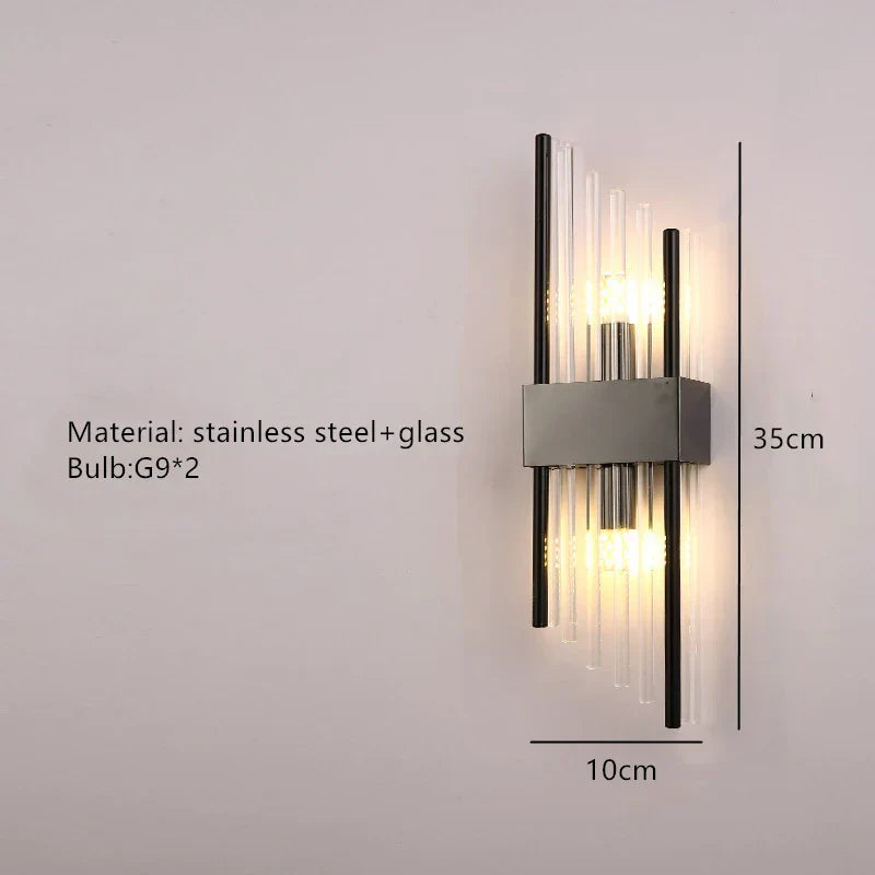 DecorBites™ Clear Crystal LED Wall Lamp Stainless Steel Sconces for Bedroom Dining Room