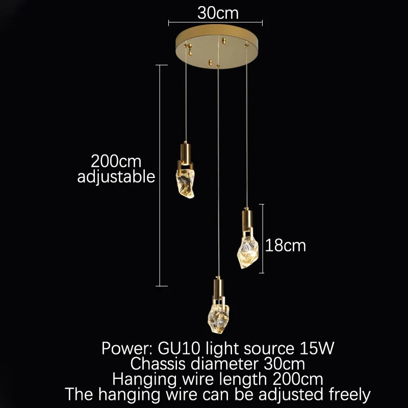 DecorBites™ Elegant Diamond Crystal Chandelier LED Light Fixture Gold Home Decor