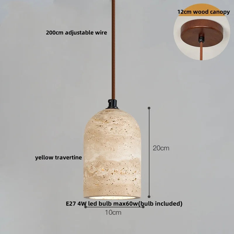 DecorBites™ Iron LED Pendant Light Fixture for Home Living Room, Restaurant Yellow Travertine Ball Hang Lamp