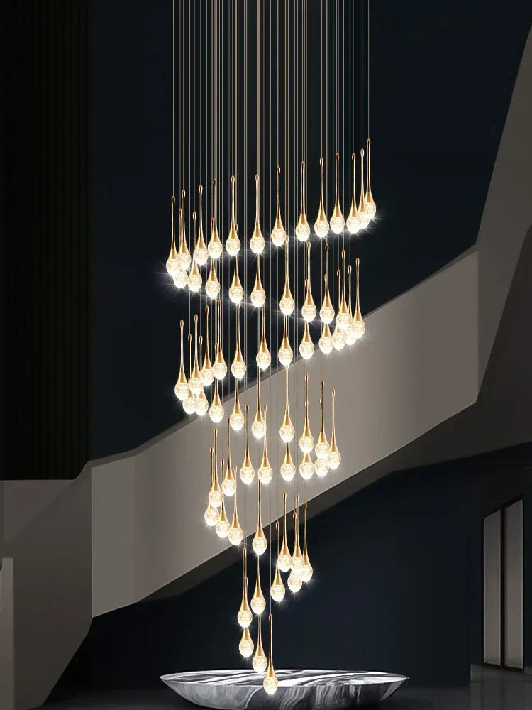 DecorBites™ Crystal Bubble Chandelier for Duplex Living Room, Rotating Staircase, Villa Lobby