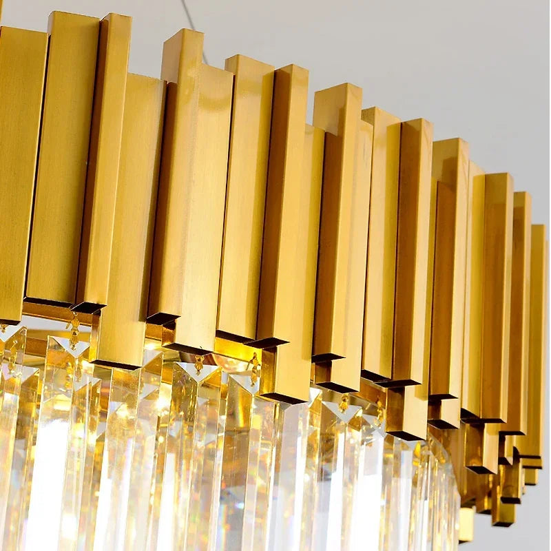 DecorBites™ ثريا كريستال ذهبية بتقنية LED للسقف لغرفة المعيشة والردهة