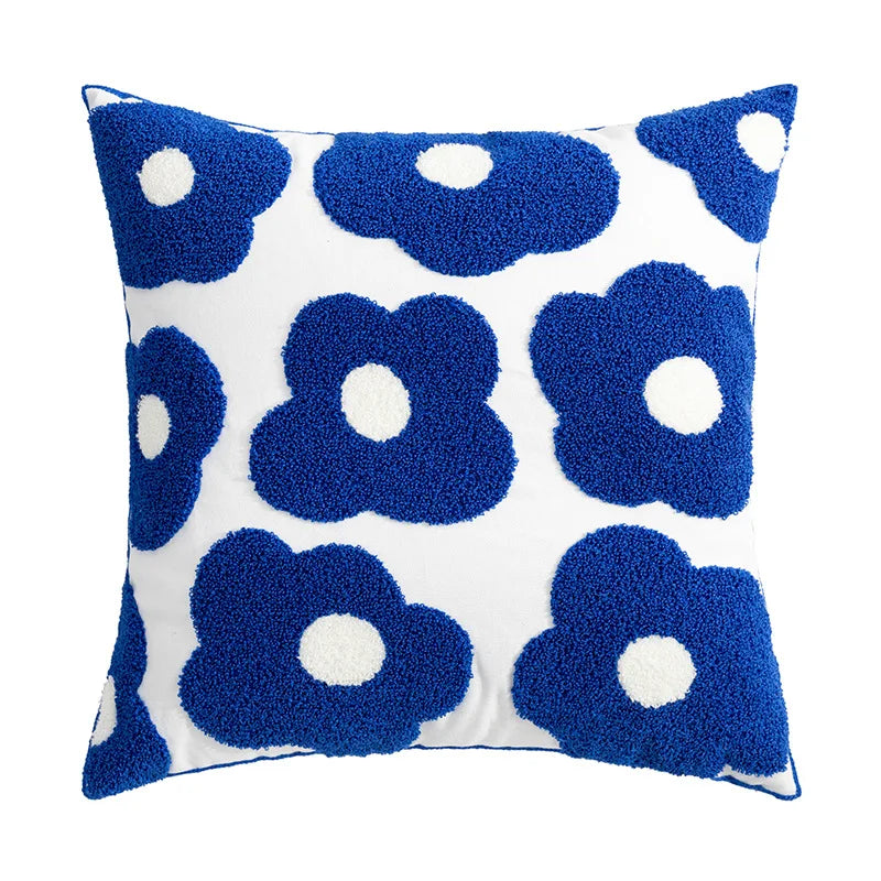 DecorBites™ Embroidered Daisy Dandelion Cushion Cover 45x45cm for Sofa Bed Chair Living Room