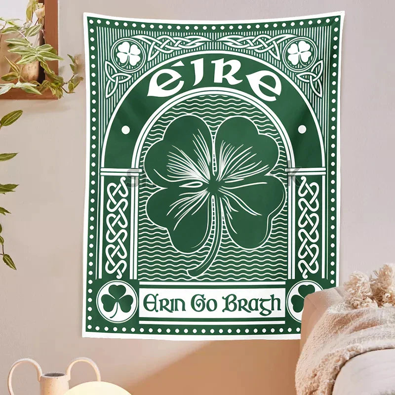 DecorBites™ Clover Psychedelic Gothic Wall Tapestry St. Patrick's Day Celtic Art