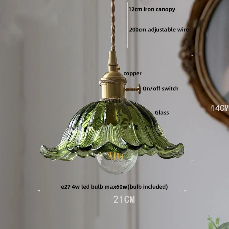 DecorBites™ مصابيح قلادة LED زجاجية خضراء مع مصباح تعليق خشبي من الجوز