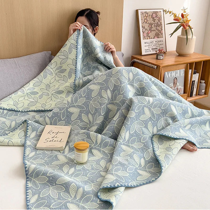 DecorBites™ Cotton Towel Blanket, Rural Printed Thin Quilt - Luxury Breathable Bedspread