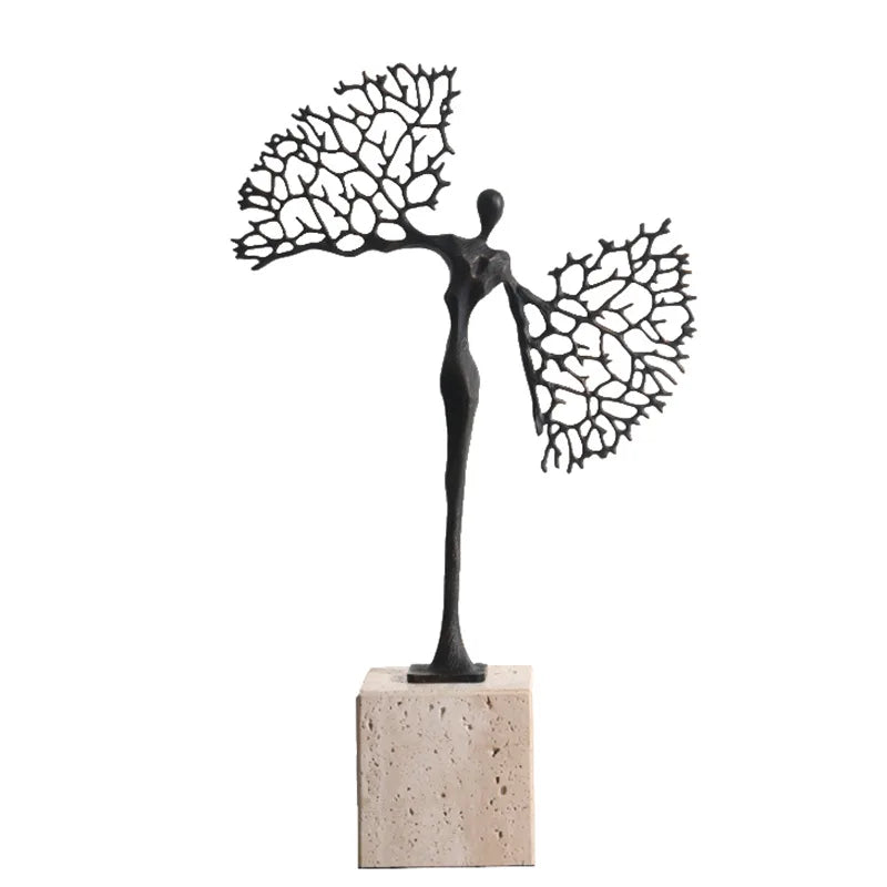 DecorBites™ Golden Metal Abstract Figure Sculpture Home Decor CraftǀCreative Figurine Ornament