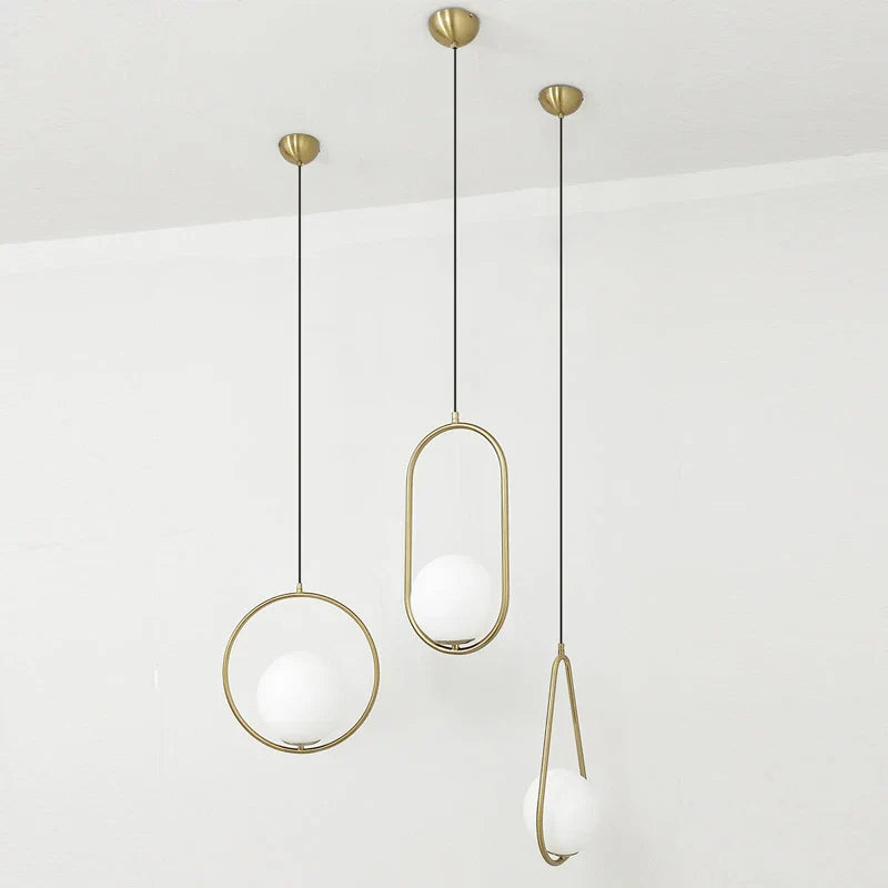 DecorBites™ Glass Ball Pendant Lamp: Elegant Dining Room Light Fixture, Gold Finish