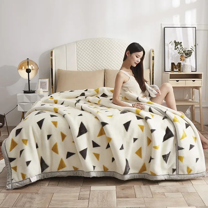 DecorBites™ Double Layer Raschel Blankets: Soft & Cozy Faux Fur Mink Throw