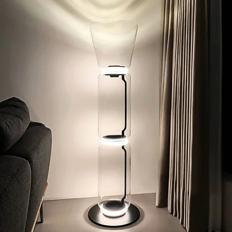 مصباح أرضي زجاجي ثقيل DecorBites™ LED: إضاءة نوردية حديثة لغرفة المعيشة وغرفة النوم