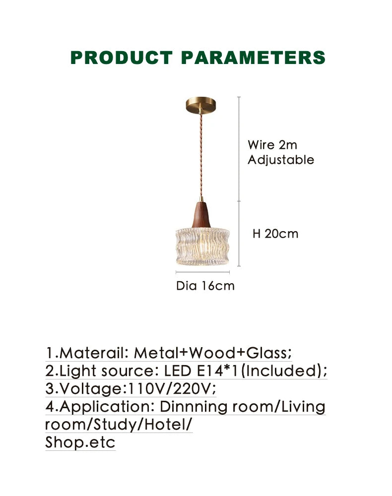 Nordic Wood and Glass Pendant Light