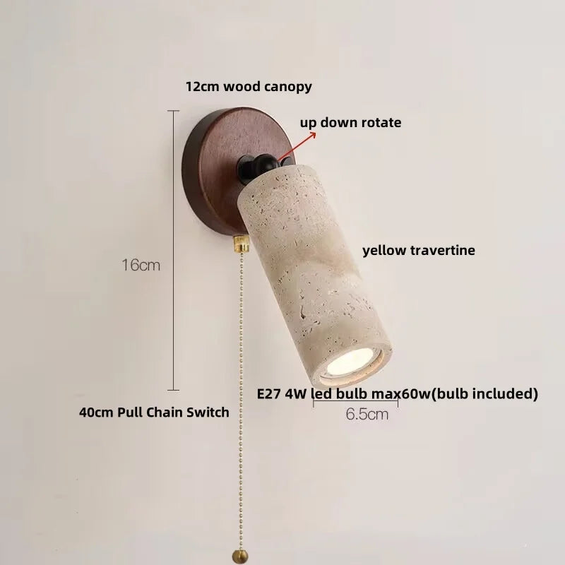 DecorBites™ Copper LED Wall Lamp: Modern Nordic Style Mirror Light with Travertine Switch