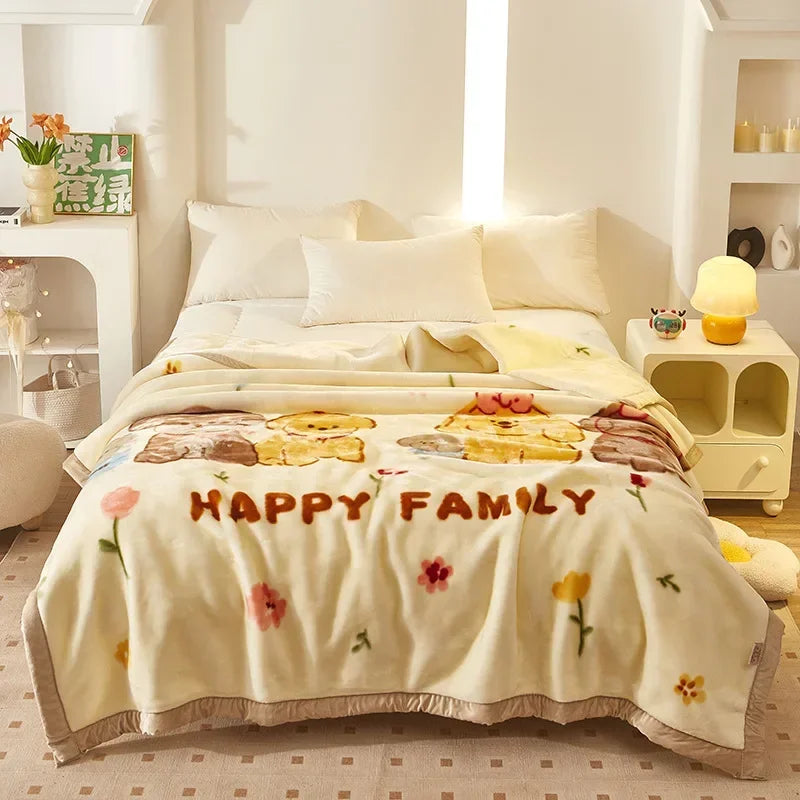 DecorBites™ Double Layer Raschel Blankets: Soft & Cozy Faux Fur Mink Throw
