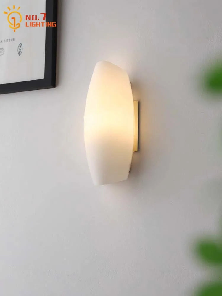DecorBites™ Cream Glass LED Wall Lamp for Bedroom Living Room Study
