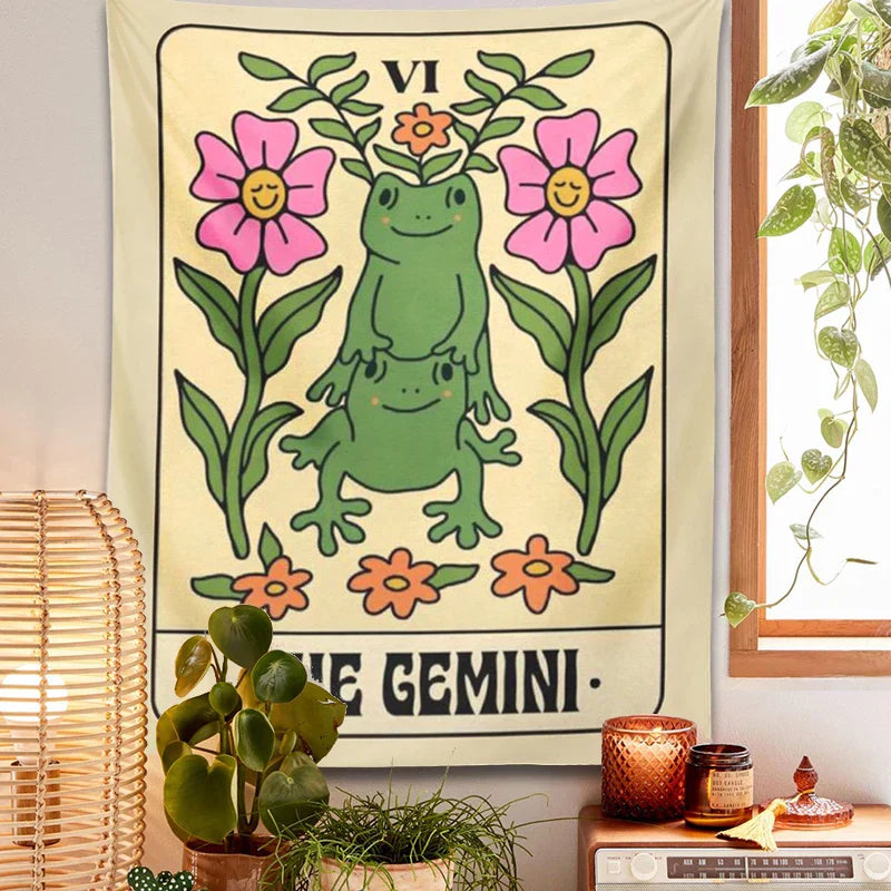 مفروشات حائط DecorBites™ Gemini Frog Constellation للديكور البوهيمي للغرفة