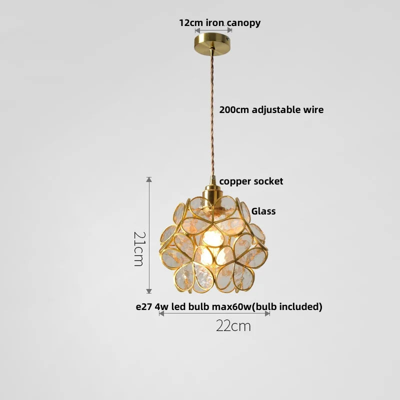 DecorBites™ Glass Copper LED Pendant & Luxury Hanging Light Fixture