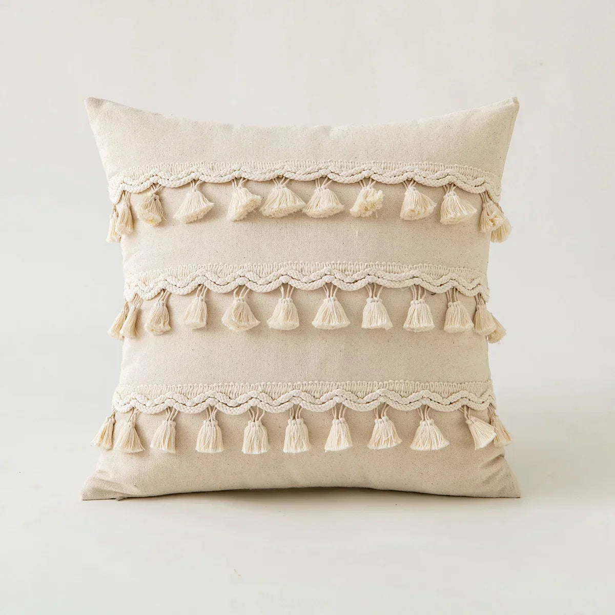 DecorBites™ Ivory Pompom Tassel Pillow Cover 45x45cm/30x50cm Home Decor Sofa Seasonable
