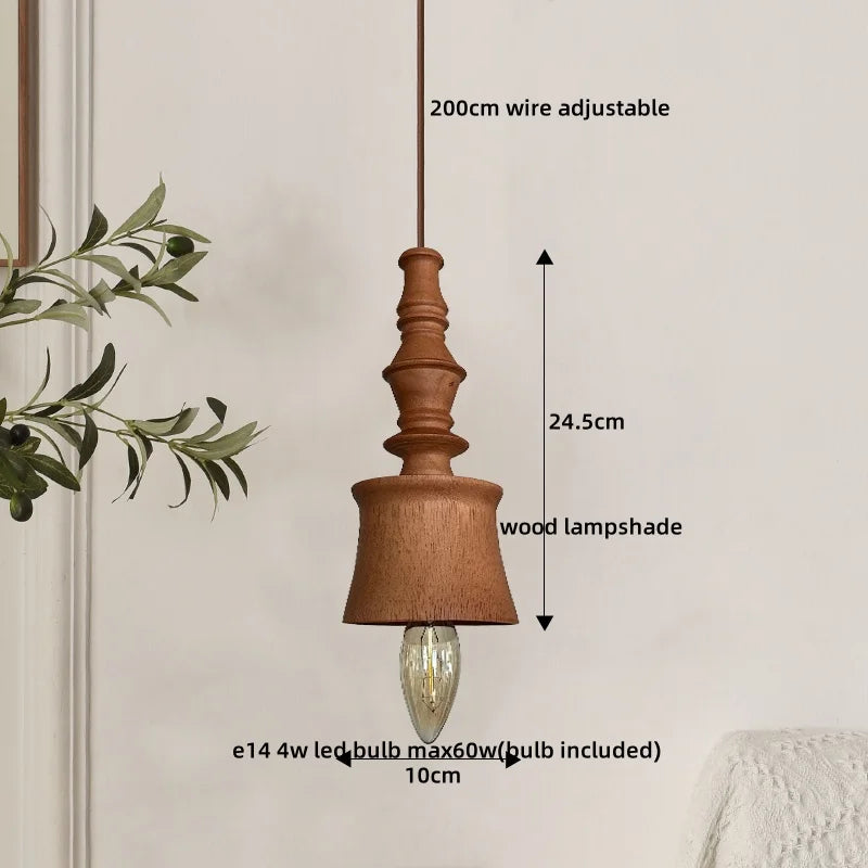 DecorBites™ Japanese Style LED Wooden Pendant Light Fixture for Home Decor and Restaurant