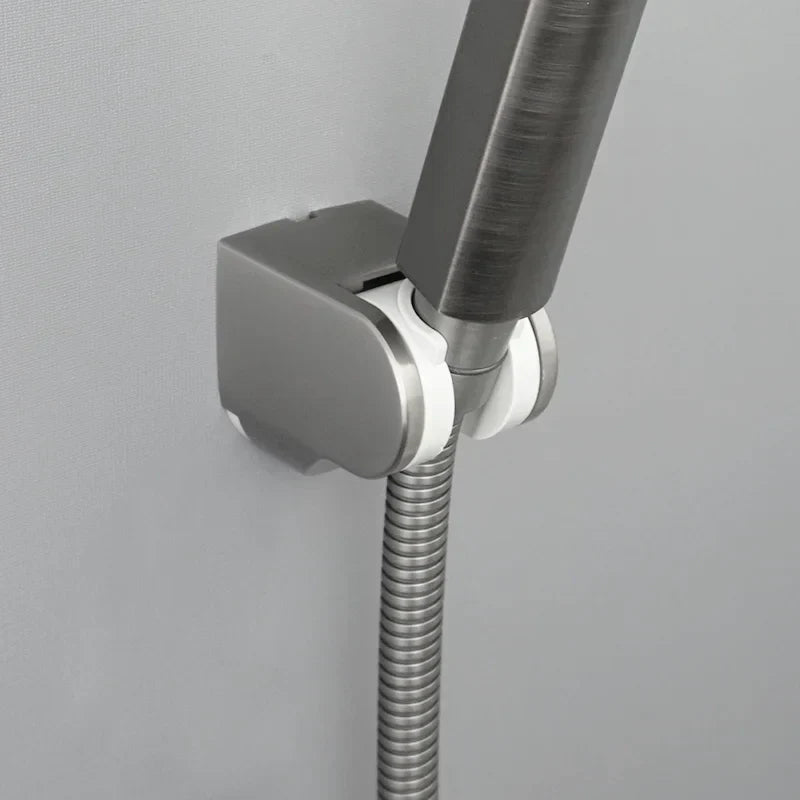 DecorBites™ Adjustable Shower Head Holder Wall Mount for Bathroom • White ABS Fixture Base