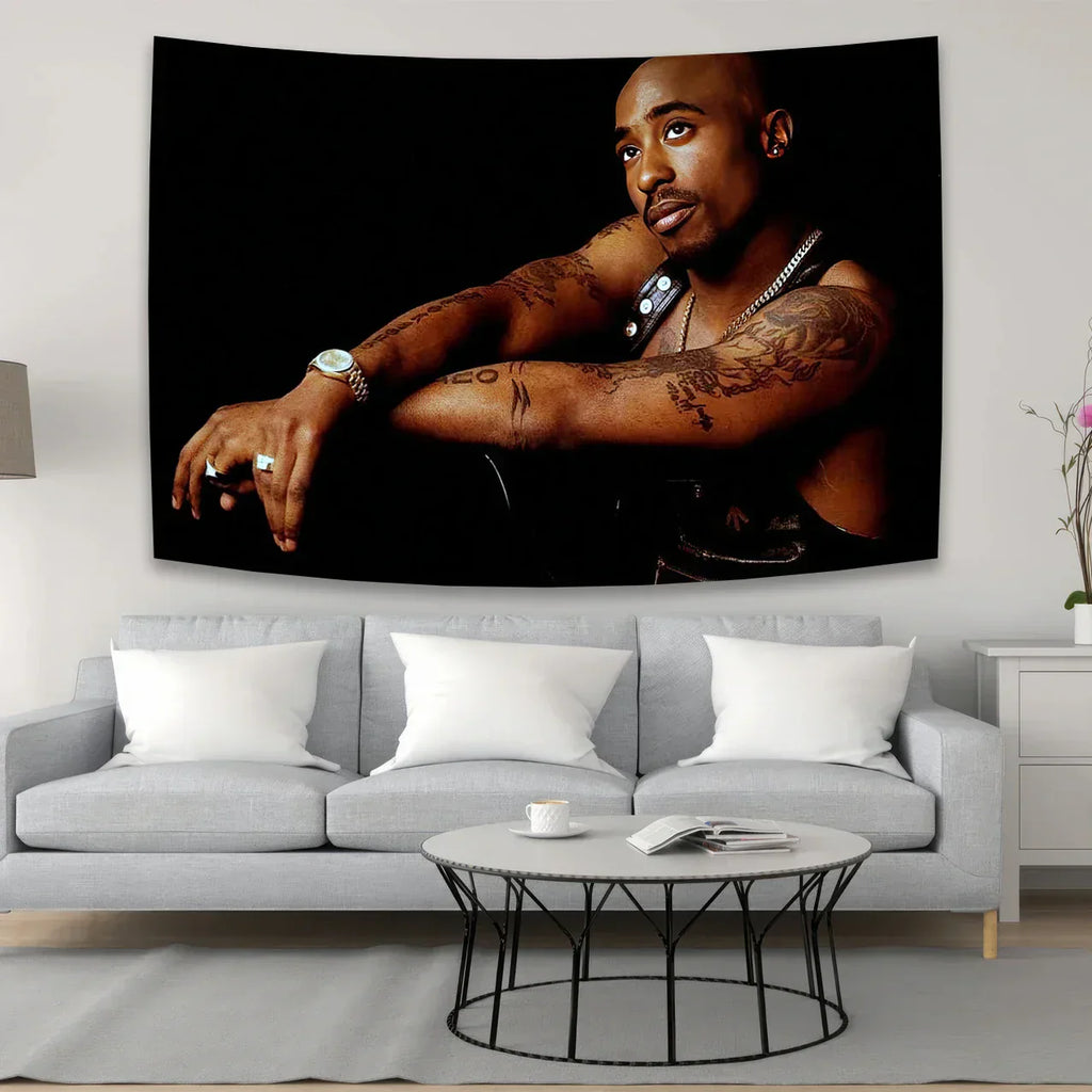 DecorBites™ 2Pac Tapestry Hip-Hop Style Wall Hanging for Home Décor and Dormitory